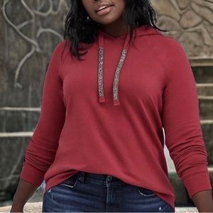 Torrid Hoodie Red Women's Plus Size with Bedazzled Drawcord- Ultra Soft
